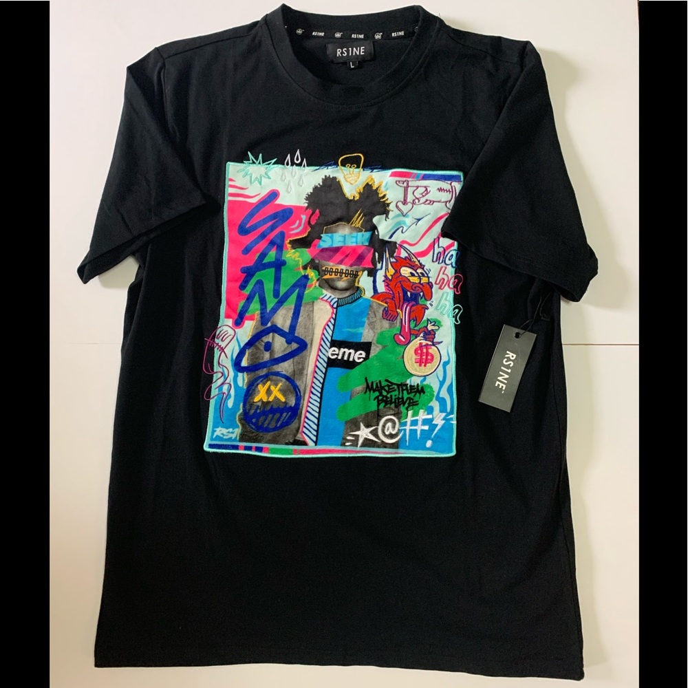 Men’s new rs1ne graphic t- shirt black large